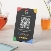 QR Code Link Black Google Review Reclamebord Met Voetstuk (Insitu)