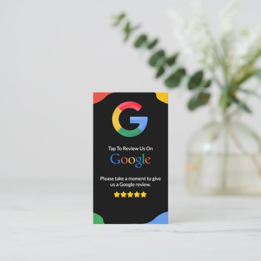 QR Code Link Black Google Review Visitekaartje (Staand voorkant)