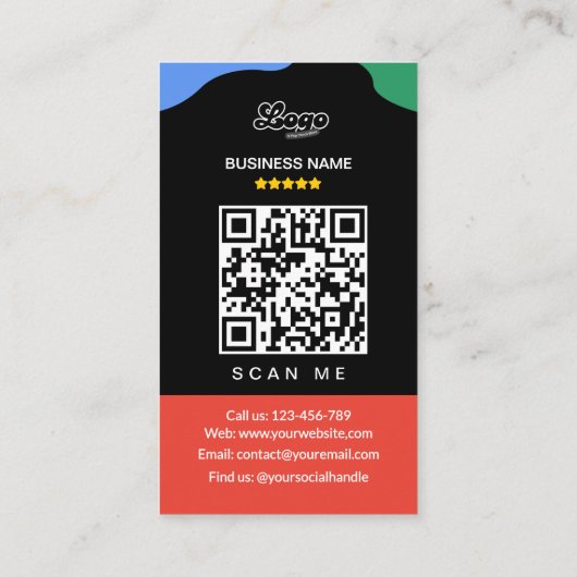 QR Code Link Black Google Review Visitekaartje (Achterkant)