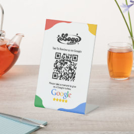 QR Code Link Google Review Reclamebord Met Voetstuk