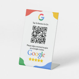 QR Code Link Google Review Reclamebord Met Voetstuk