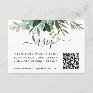 QR-code Link RSVP Eucalyptus Green Foliage Informatiekaartje