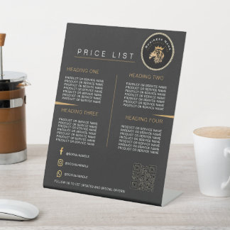 QR Code Lion Logo Business Scan voor Menu Reclamebord Met Voetstuk