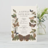 QR Code Little Love Bug Baby shower Invitation Kaart (Staand voorkant)