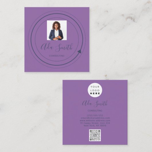 QR Code Logo Aangepast aangepast Foto Consulting P Vierkante Visitekaartje (Voorkant / Achterkant)