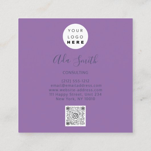 QR Code Logo Aangepast aangepast Foto Consulting P Vierkante Visitekaartje (Achterkant)