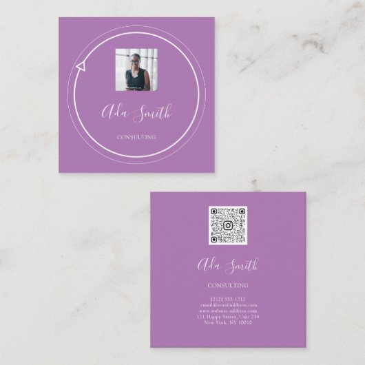 QR Code Logo Aangepast aangepast Foto Consulting P Vierkante Visitekaartje (Voorkant / Achterkant)