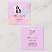 QR Code Logo Aangepast Aangepast Foto raadplegen L Vierkante Visitekaartje (Voorkant / Achterkant)