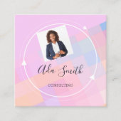 QR Code Logo Aangepast Aangepast Foto raadplegen L Vierkante Visitekaartje (Voorkant)