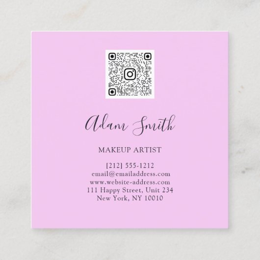 QR Code Logo Aangepast Aangepast Foto raadplegen L Vierkante Visitekaartje (Achterkant)