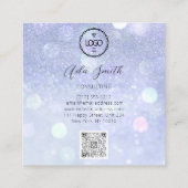 QR Code Logo Aangepast Aangepast Fotoblauw Glitter Vierkante Visitekaartje (Achterkant)