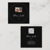 QR Code Logo Aangepast Aangepast zwart-wit Lijst v Vierkante Visitekaartje (Voorkant / Achterkant)