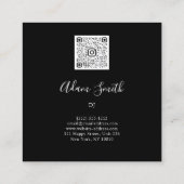 QR Code Logo Aangepast Aangepast zwart-wit Lijst v Vierkante Visitekaartje (Achterkant)