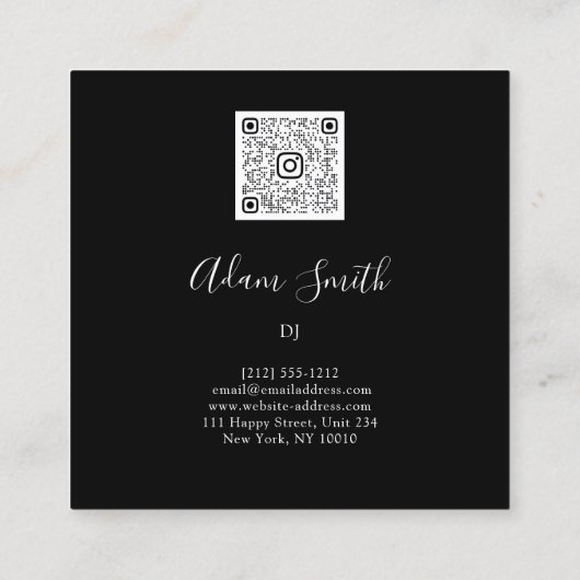 QR Code Logo Aangepast Aangepast zwart-wit Lijst v Vierkante Visitekaartje (Achterkant)