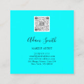 QR Code Logo Aangepaste Aangepaste foto Blauw make Vierkante Visitekaartje (Achterkant)