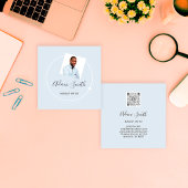 QR Code Logo Aangepaste Aangepaste foto Blauw make Vierkante Visitekaartje