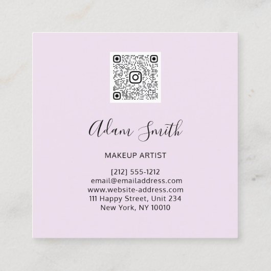 QR Code Logo Aangepaste Aangepaste foto Roze maken Vierkante Visitekaartje (Achterkant)