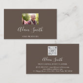 QR Code Logo Aangepaste foto Bruin Visitekaartje (Voorkant / Achterkant)