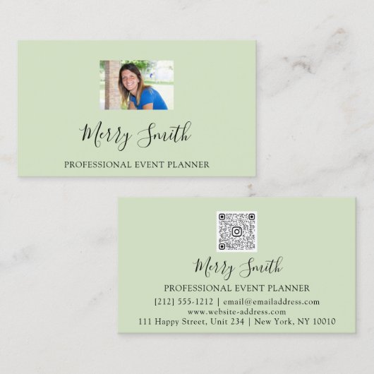 QR Code Logo Aangepaste foto Gegroende afbeelding Visitekaartje (Voorkant / Achterkant)