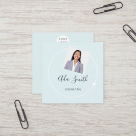 QR Code Logo Aangepaste foto's consulteren Aqua Vierkante Visitekaartje