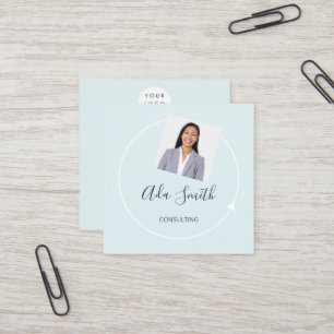 QR Code Logo Aangepaste foto's consulteren Aqua Vierkante Visitekaartje