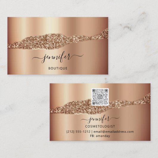 QR Code Logo Abstract koper Roos Gold Visitekaartje (Voorkant / Achterkant)