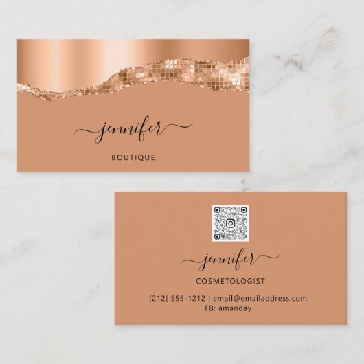 QR Code Logo Abstract koper Stroke Brown Visitekaartje (Voorkant / Achterkant)