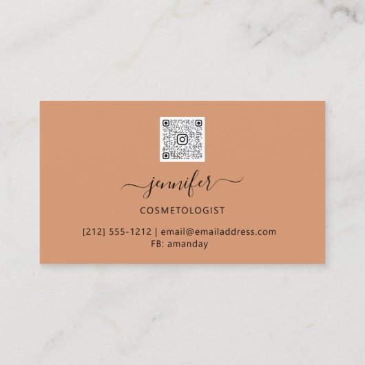 QR Code Logo Abstract koper Stroke Brown Visitekaartje (Achterkant)