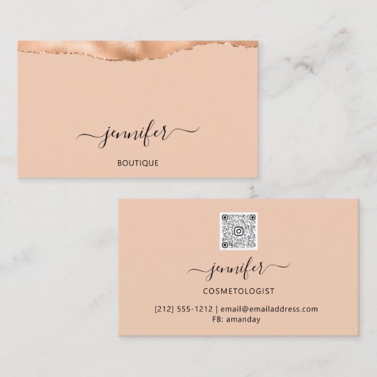 QR-code Logo Abstract koperen Roos per koper Visitekaartje (Voorkant / Achterkant)