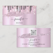 QR-code Logo Abstract Online winkelroze zwart Visitekaartje (Voorkant / Achterkant)