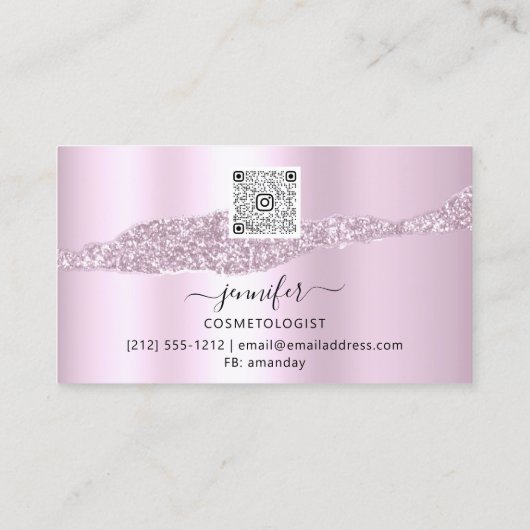 QR-code Logo Abstract Online winkelroze zwart Visitekaartje (Achterkant)