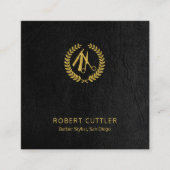 QR CODE logo barber stylist elegant zwart goud Vierkante Visitekaartje (Voorkant)