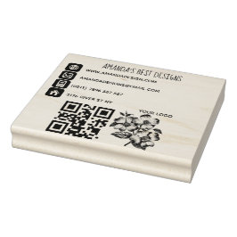 Qr-code logo basisinfo pictogrammen rubber stamp rubberstempel