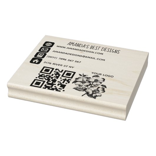 Qr-code logo basisinfo pictogrammen rubber stamp rubberstempel (Stempel)