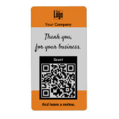 QR Code Logo Bedankt voor uw bedrijf Etiket (Voorkant)