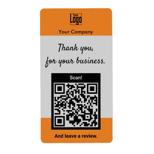 QR Code Logo Bedankt voor uw bedrijf Etiket (Voorkant)
