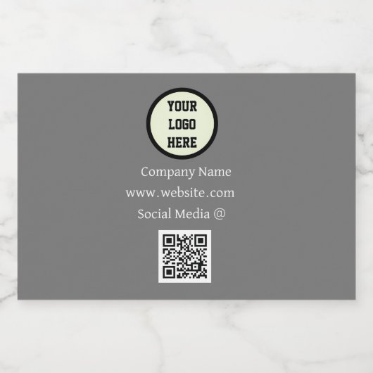 QR Code Logo Bedrijf Grijs Bedrijf Zakelijk Likeurfles Etiket (Enkel label)