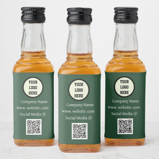 QR Code Logo Bedrijf Groene Zakelijke Bedrijf Likeurfles Etiket (Flessen)
