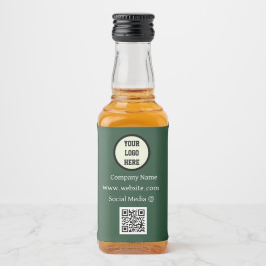 QR Code Logo Bedrijf Groene Zakelijke Bedrijf Likeurfles Etiket (Voorkant)