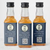 QR Code Logo Bedrijf Navy Blue Bedrijf Likeurfles Etiket (Flessen)