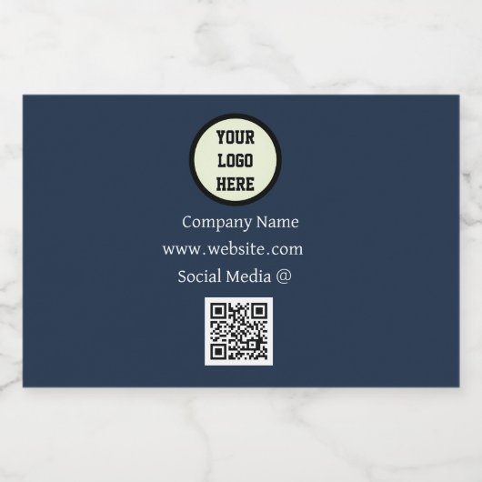 QR Code Logo Bedrijf Navy Blue Bedrijf Likeurfles Etiket (Enkel label)