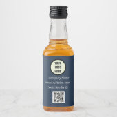 QR Code Logo Bedrijf Navy Blue Bedrijf Likeurfles Etiket (Voorkant)