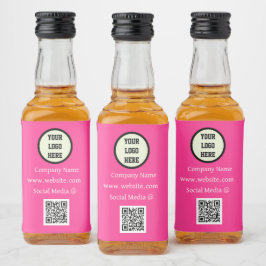 QR Code Logo Bedrijf Roze Zakelijk Bedrijf Likeurfles Etiket