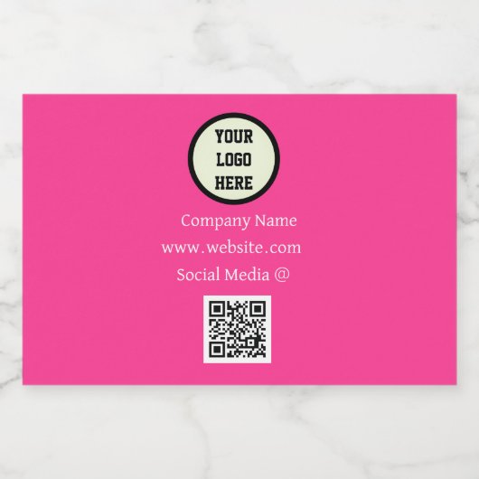 QR Code Logo Bedrijf Roze Zakelijk Bedrijf Likeurfles Etiket (Enkel label)