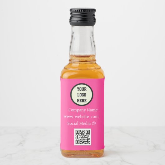 QR Code Logo Bedrijf Roze Zakelijk Bedrijf Likeurfles Etiket (Voorkant)