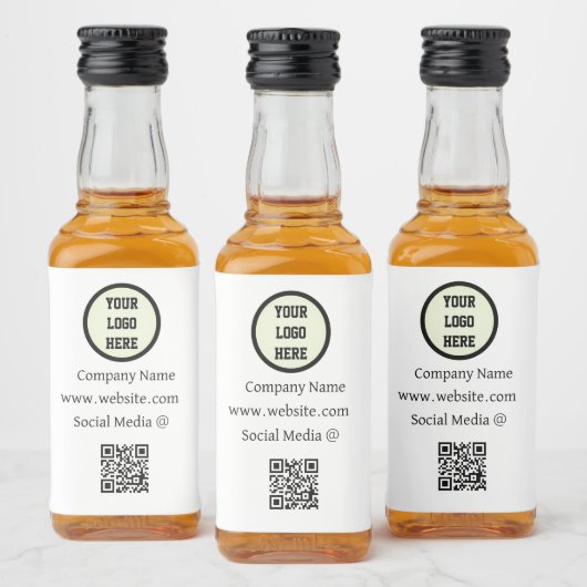 QR-code logo bedrijf zwart zakelijk bedrijfs- Likeurfles Etiket (Flessen)