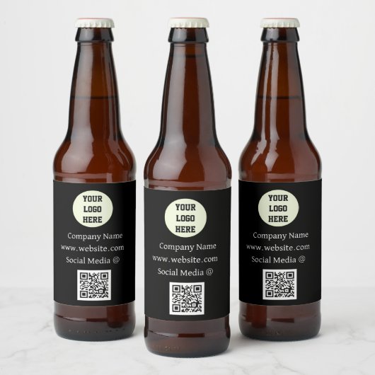 QR Code Logo Bedrijf Zwart Zakelijk Zakelijk Zakel Bier Etiket (Flessen)