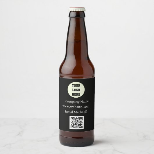 QR Code Logo Bedrijf Zwart Zakelijk Zakelijk Zakel Bier Etiket (Voorkant)