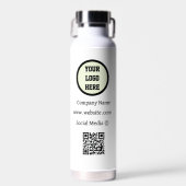 QR Code Logo Bedrijf Zwart Zakelijk Zakelijk Zakel Waterfles (Voorkant)