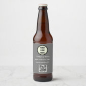 QR Code Logo Bedrijfs Grijze Zakelijke Corporate Bier Etiket (Voorkant)